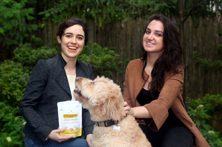 Laura Colagrande and Haley Russell with dog