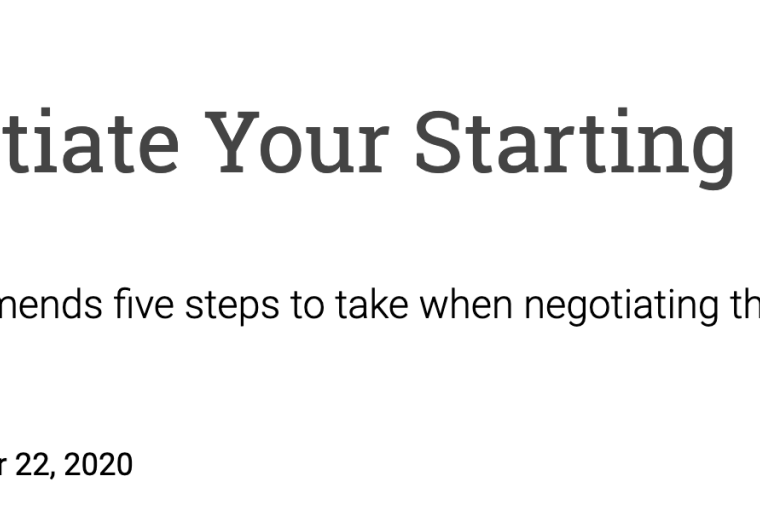 Snap shot of top of article with title How to Negotiate Your Starting Offer