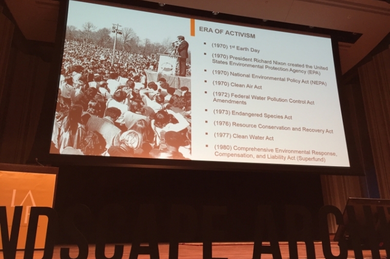 Projection showing a chronology of activism