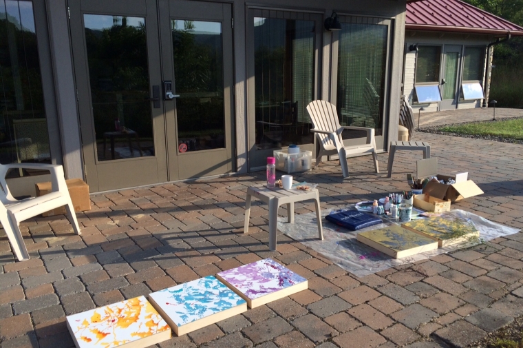 Paintings drying in the sun