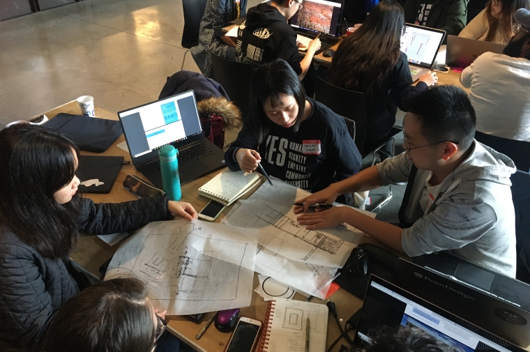 Students participating in "hackathon for good"