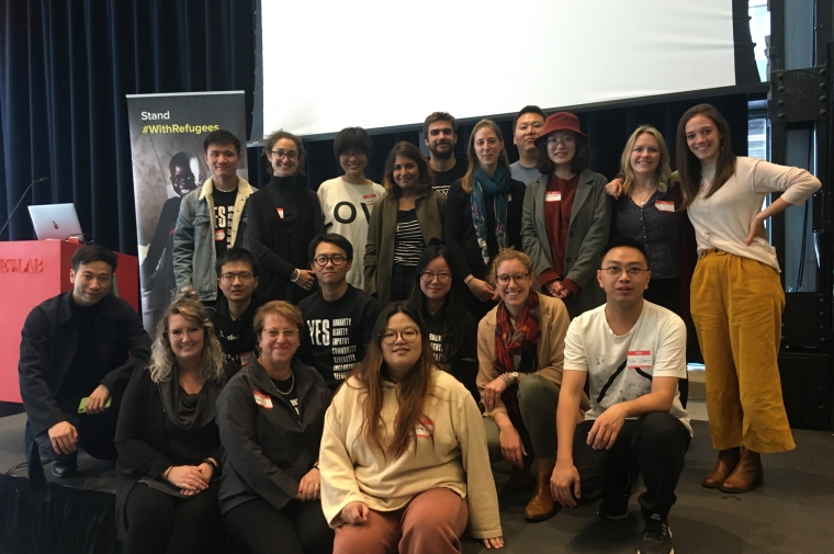 Group photo of students participating in "hackathon for good"