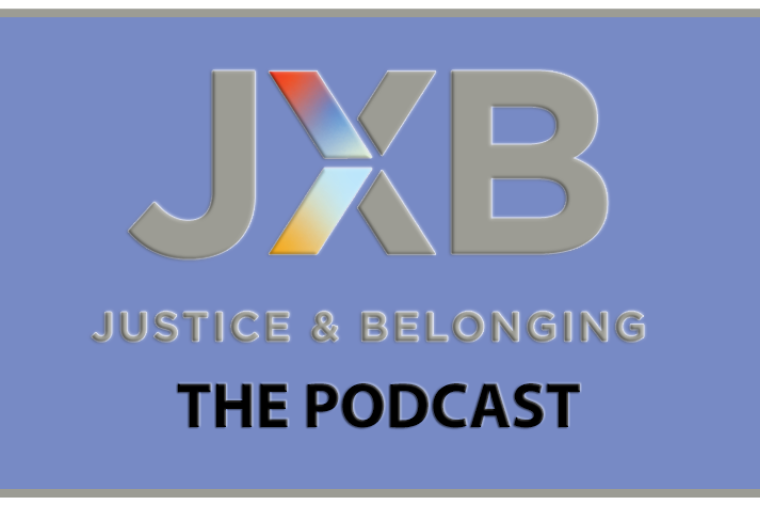 The JXB Logo with text reading "The Podcast" below in black
