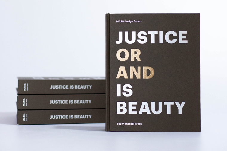 A stack of four copies of the book Justice is Beauty