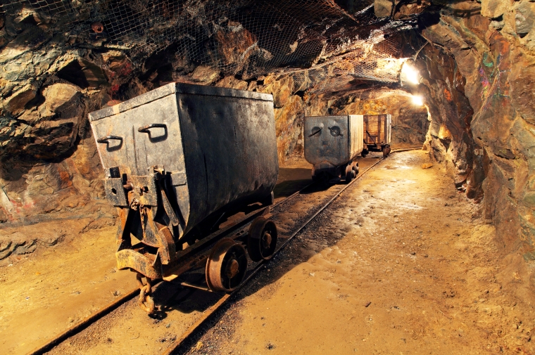 Mine carts in coal mine