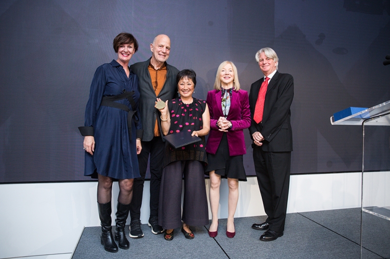 Winka Dubbeldam, Miller Professor and Chair of Architecture; Tod Williams and Billie Tsien, recipients of the inaugural Kanter Tritsch Medal; President Gutmann; and Fritz Steiner, Dean and Paley Professor at PennDesign