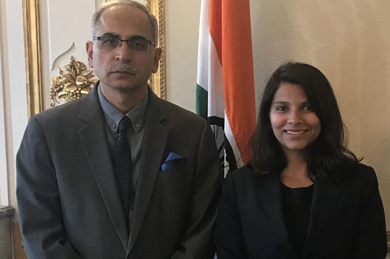 Goel with the Indian Ambassador to France