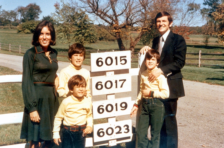 The Korman Family in 1973 at the site of their future home (Larry stands behind his younger brother Mark)