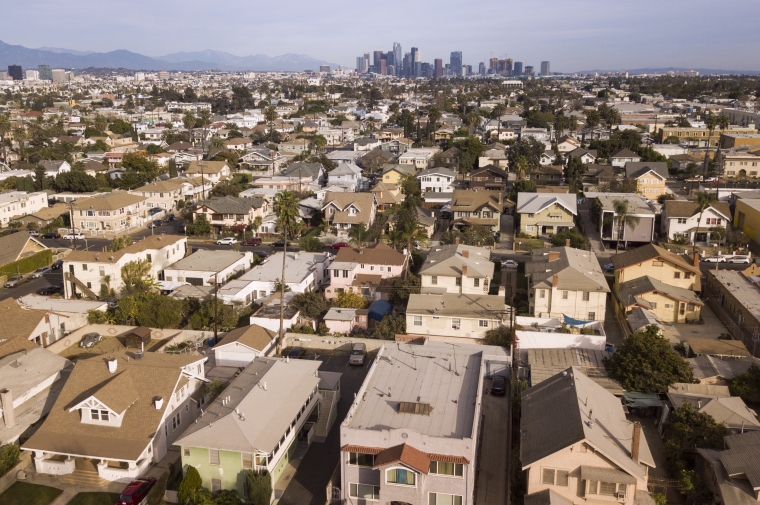 Aerial view of low rise housing in Los Angeles