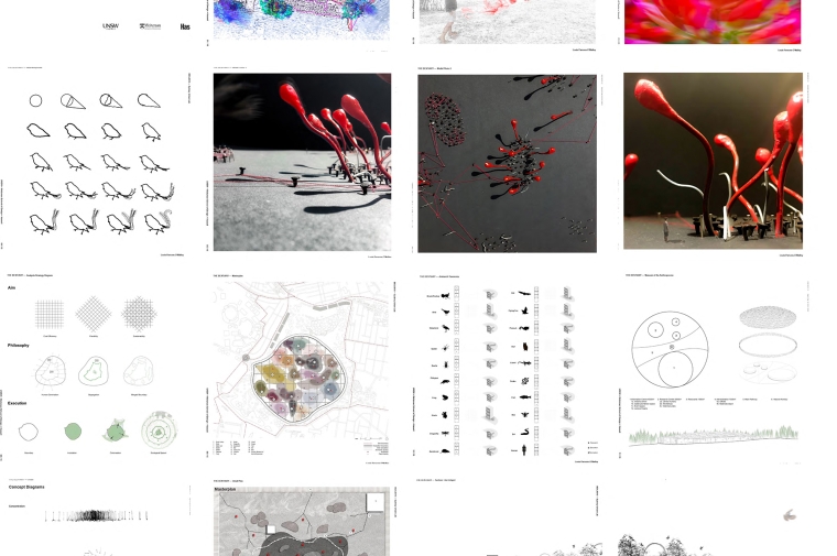 Grid of 12 renderings by student