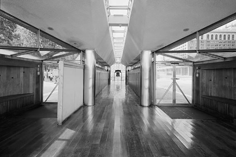 Looking down the hallway of the historic Liberty Bell Pavilion