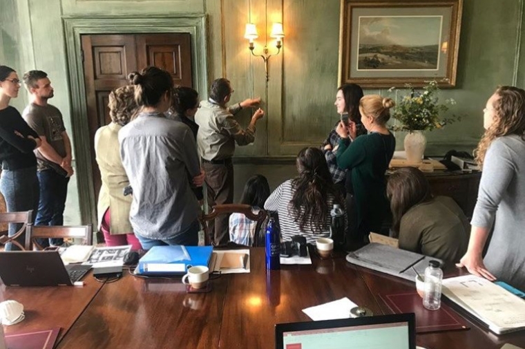 Frank Matero with students at Powderham Castle, Devon, England.