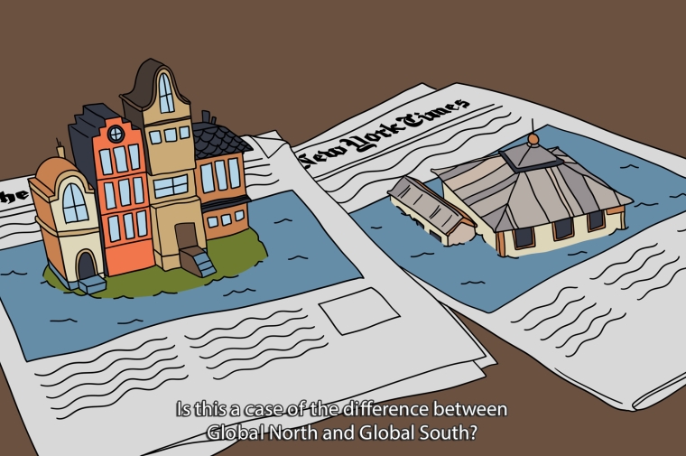 Animation still from Poldergeist episode “How do the Climate Futures of Jakarta and the Netherlands Compare?”, 2023