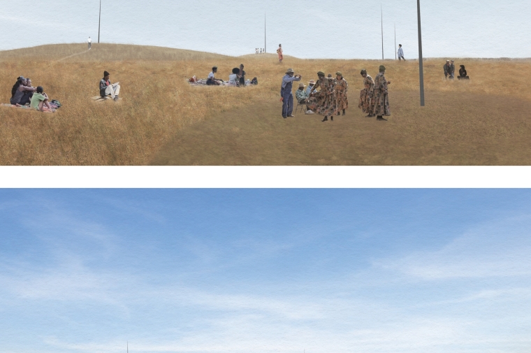 People in tidal marsh landscape