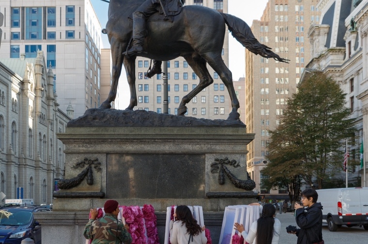 Michelle Angela Ortiz, Flores de Libertad (Flowers of Freedom/Liberty), in conjunction with Seguimos Caminando (We Keep Walking), City Hall, Monument Lab, 2017