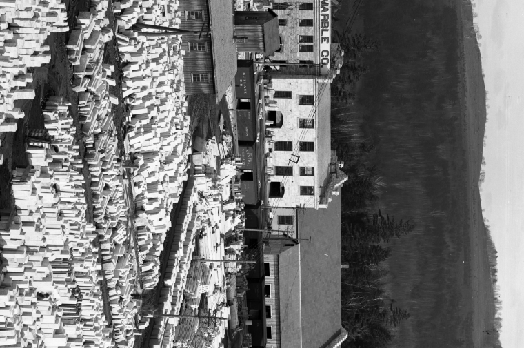 Office and mill buildings with marble yard in front