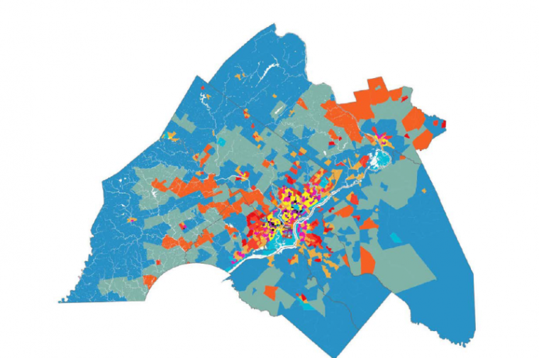 Map of Philadelphia area with certain areas highlighted 