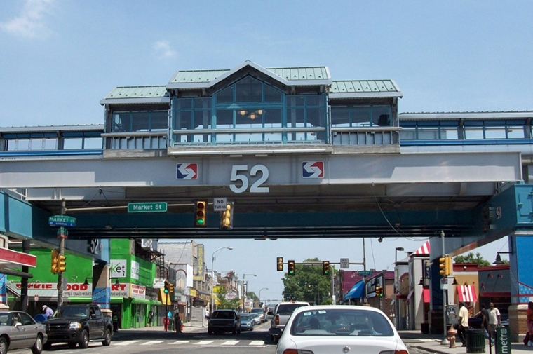 SEPTA 52 Street Station crossing over a street