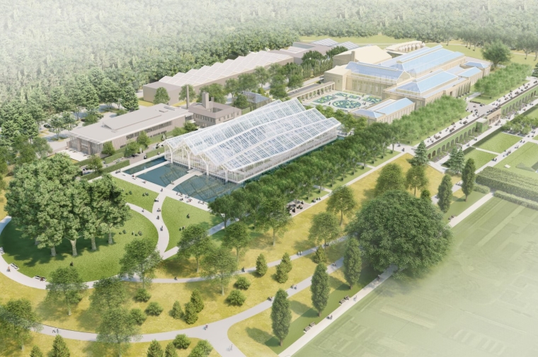 Exterior rendering of conservatory showing surrounding landscape