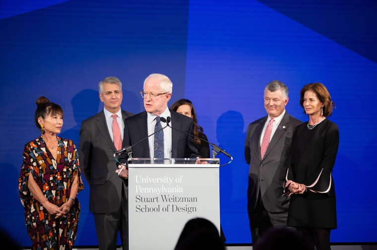 Bill Witte at the podium on stage at the Weitzman Awards