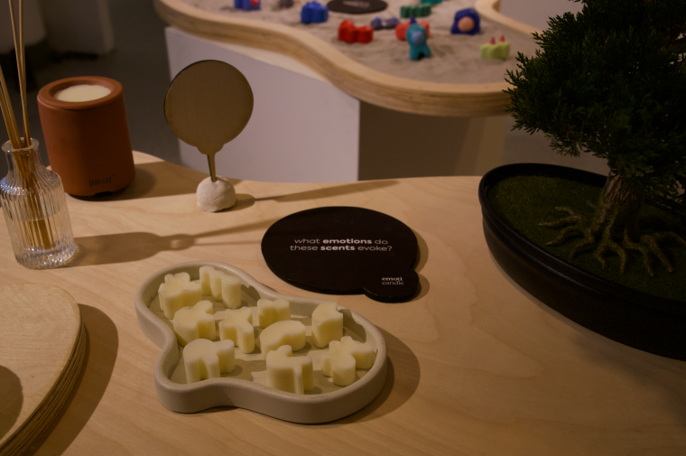 Sculptural candles on a table