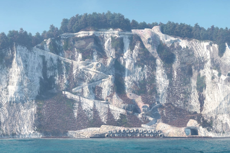Seaside cliff structure in daylight