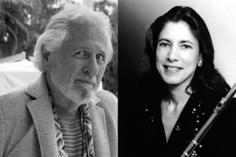 Richard Saul Wurman, left, and Sue Ann Khan, right,