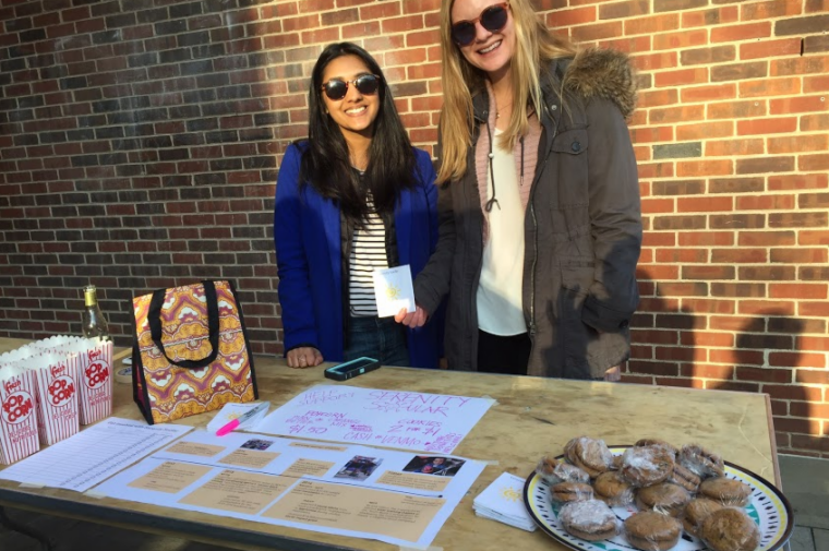 PennDesign students Nikita Jathan (MArch '18) and Margaret Gregg  (MArch '18) raise funds at PennDesign bake sale