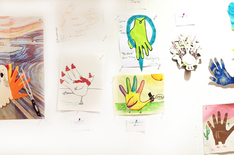 Pieces by the winners of the hand turkey staff competition