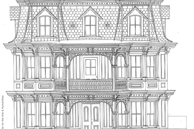 Line drawing of the Emlen Physick House