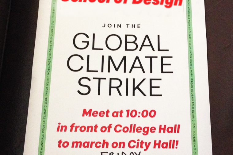 A flyer showing information for the climate strike