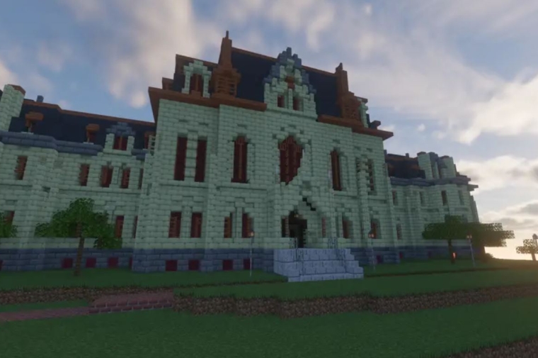 Model of Penn College Hall built in Minecraft video game