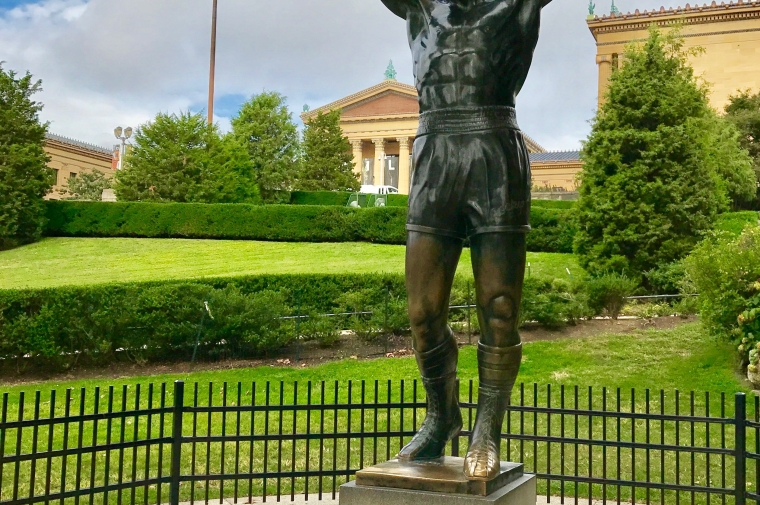 Rocky statue in front of art museum