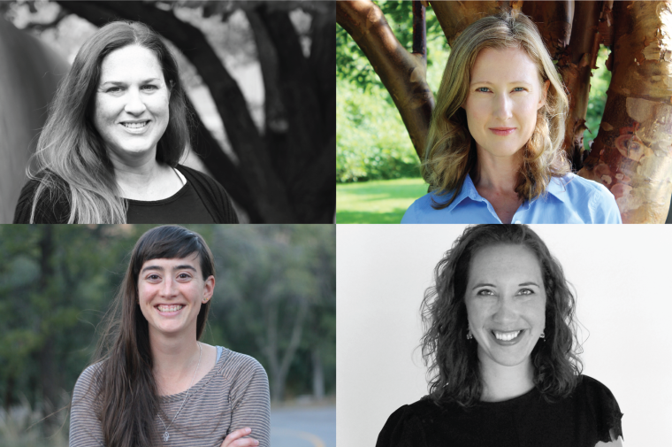 Montage with headshots of four women