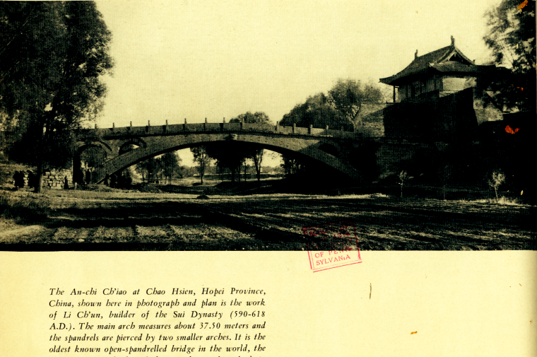 scan of book page showing photograph of a bridge called An-chi Ch'ian