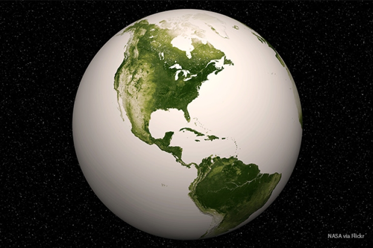 Image of earth with oceans colored white