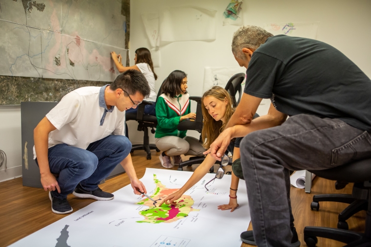 Students at work in studio with instructor.