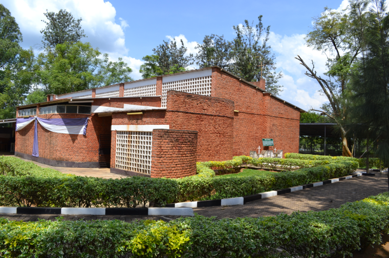 This church marks the center of the Nyamata Memorial, one of eight in Rwanda preserved to remember 800,000 people who died in a mass genocide there 25 years ago.