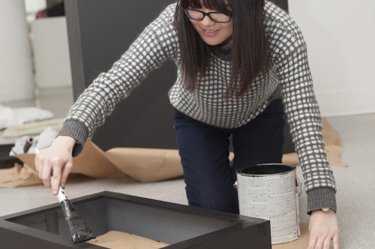 Jenny Ho works on her piece for the Thesis Show