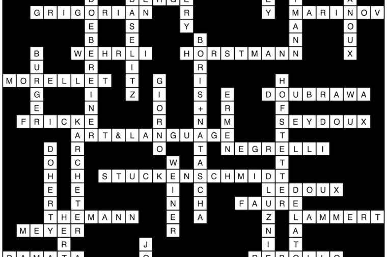 Crossword with names of designers