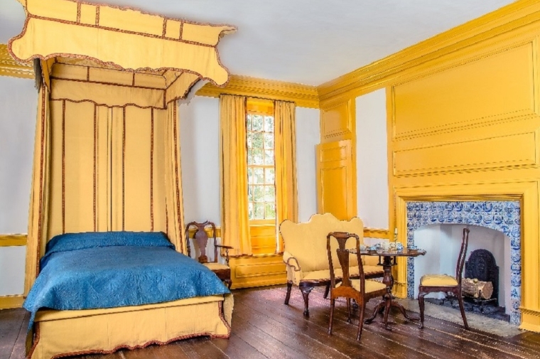 And interior room painted a vivid gold-yellow. 