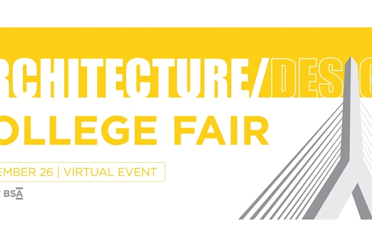 Text that reads Architecture/ College Fair in yellow and white