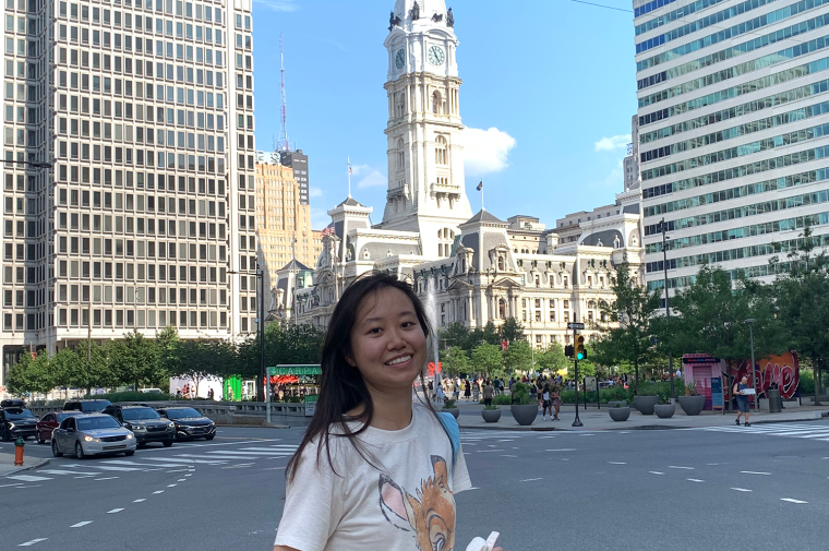 Luming Xu, photographed in front of City Hall