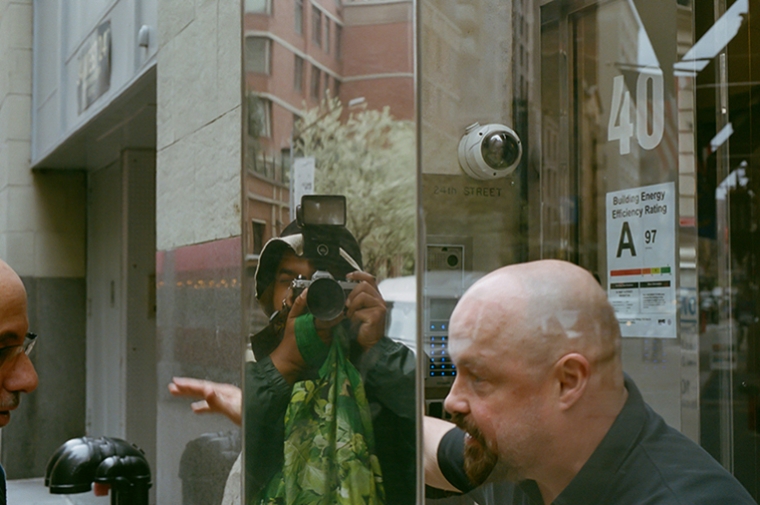 fields harrington image, self portrait reflected in glass