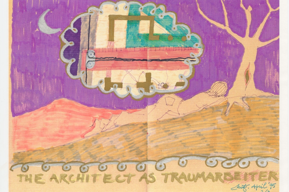 Color sketch by Marco Frascari called 'Architect as Traumarbeiter'