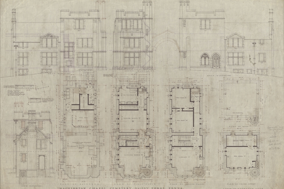 Architectural drawing of the Washington Memorial Chapel at Valley Forge