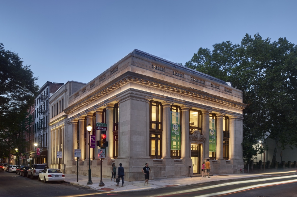 Marble one-story Corn Exchange building on Arch street