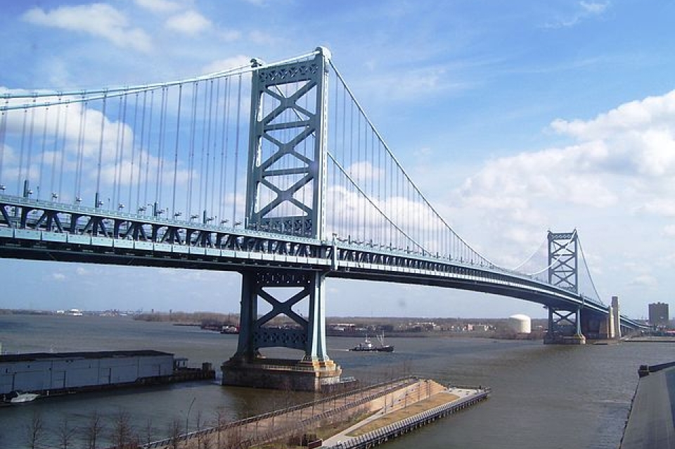 Ben Franklin Bridge and Race Street Pier