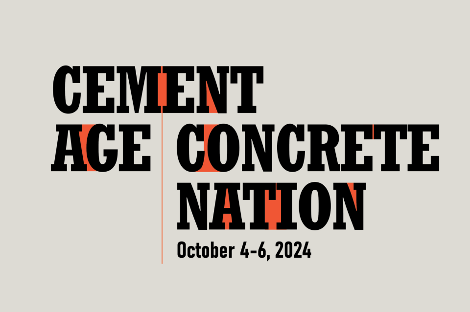 cement age/concrete nation on gray background