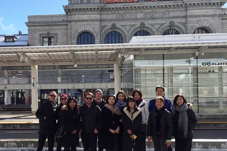 Group photo outside of Denver Union Station